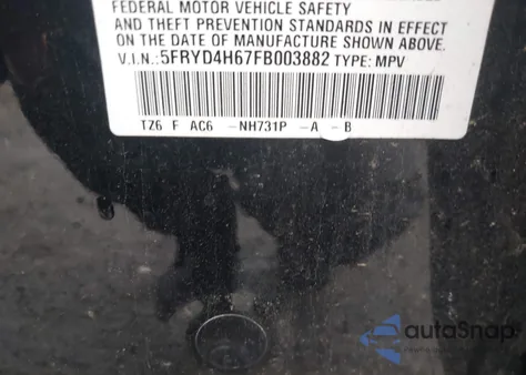 2015 Acura Mdx Technology Pkg W/Entertainment Pkg z USA, uszkodzony, nr VIN 5FRYD4H67FB003882